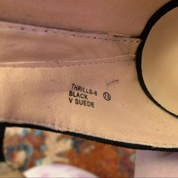 Black Suede Open Toe Heels - Picture 7 of 8